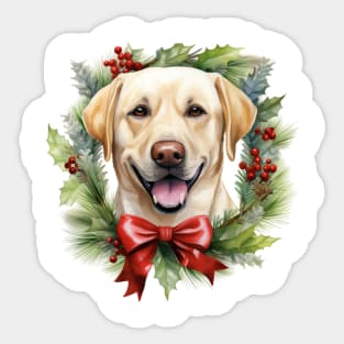 Christmas Labrador Retriever Dog Wreath Sticker